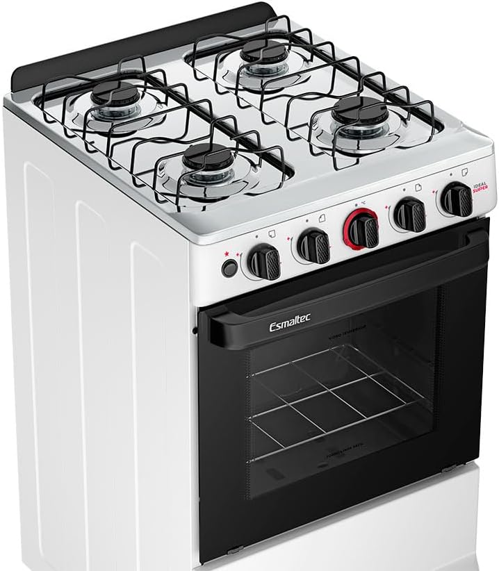 Fogão 4 Bocas com Acendimento Automático, Mesa Inox e Forno 50L