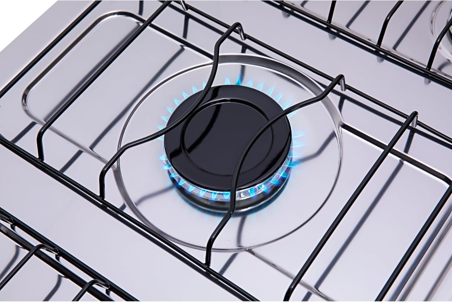 Fogão 5 bocas Atlas Mônaco Plus Preto com Acendimento Automático e Mesa Inox