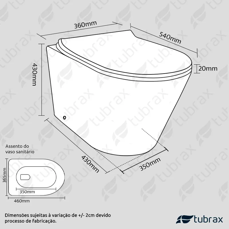 Sanitário Vaso Convencional Redondo Tubrax Cor Branco