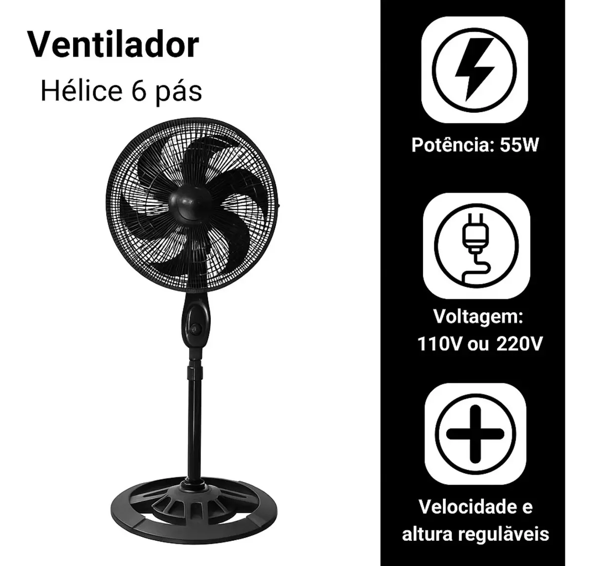 Ventilador De Pé Chão 18 Pol Turbo 3 Vel 110 Ou 220v
