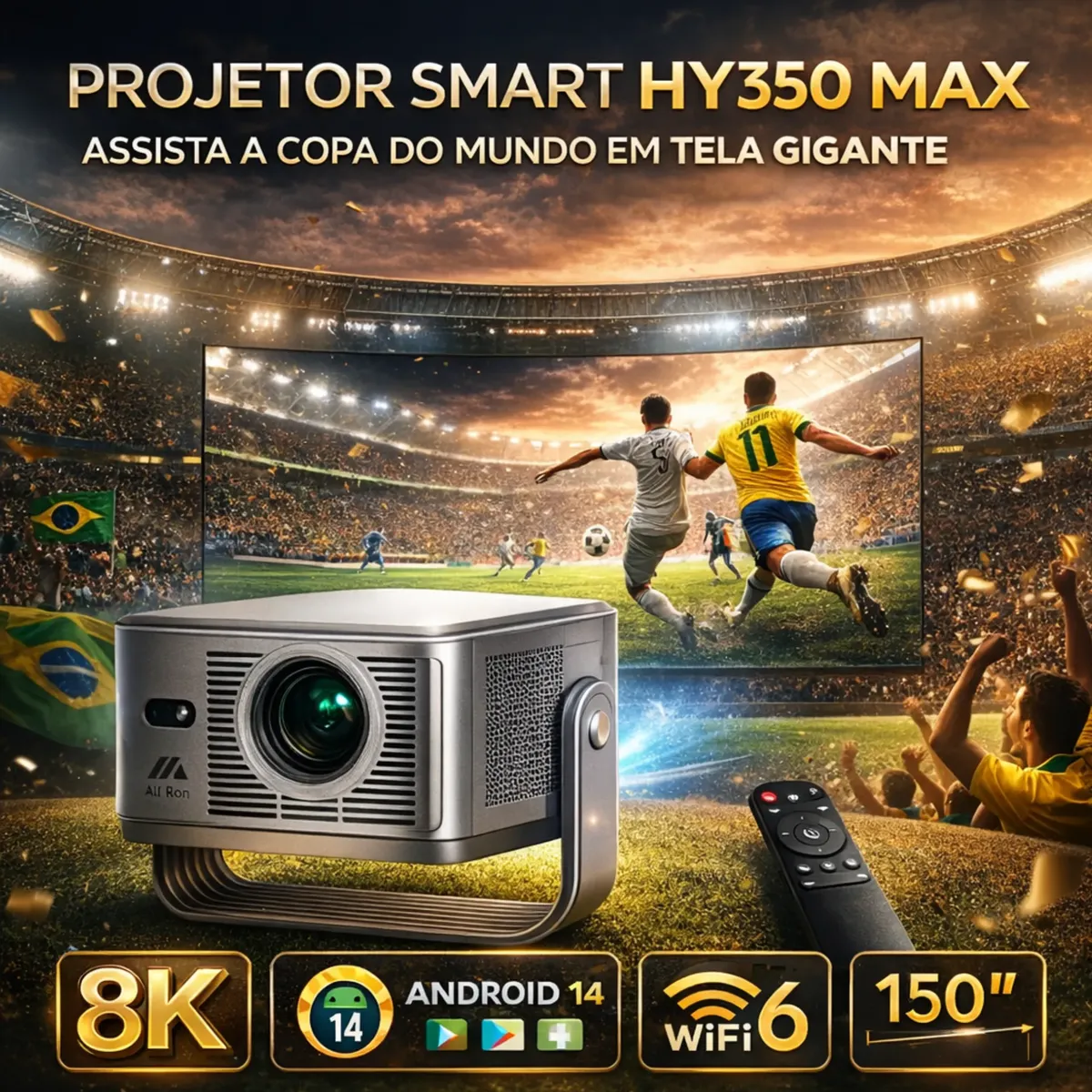 Mini Projetor Smart Portátil Hy350 8k Android Bluetooth 110v