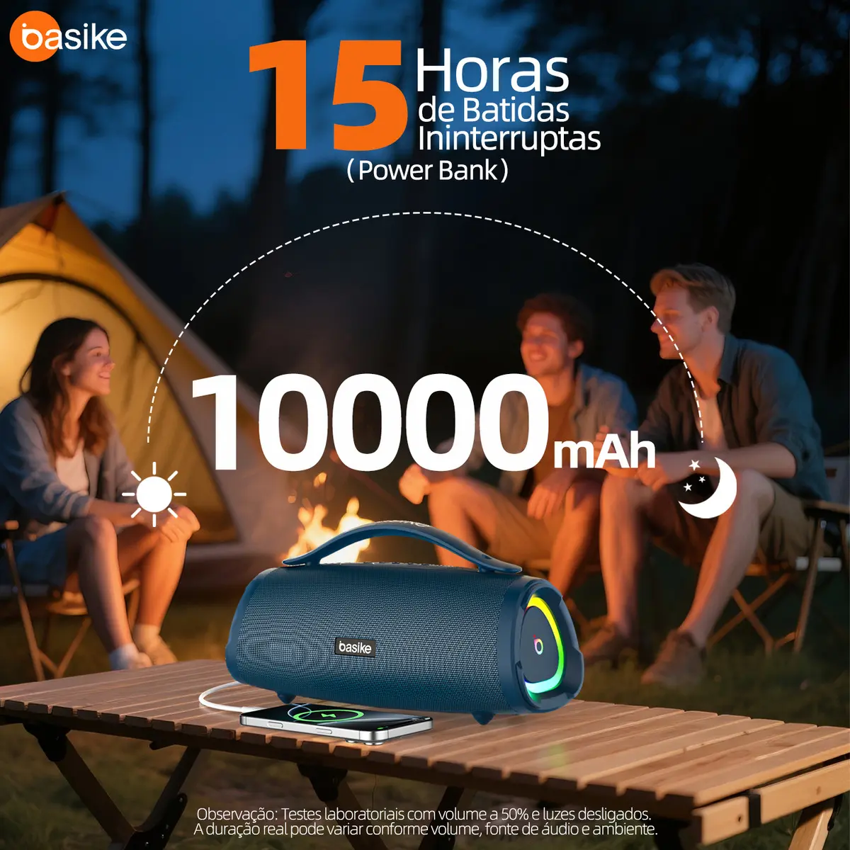 Caixa Bluetooth Portatil, Subwoofer Ativo, Boombox, 160w, Bluetooth 5.4, Estéreo Hifi, Tws 1+1, 10000mah, Bateria 15 Horas(65b Spl), Ipx6, Com Rgb, Powerbank Para iPhone E Samsung, Cor Azul-turquesa