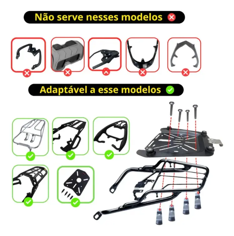 Baú Bauleto 65 Litros Aluminio Base Universal Todas As Motos